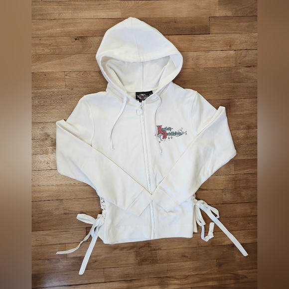Harley-Davidson White Hoodie with Graphic Design - Picture 3 of 6